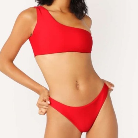 Other - NWT SHEIN red one shoulder swimsuit